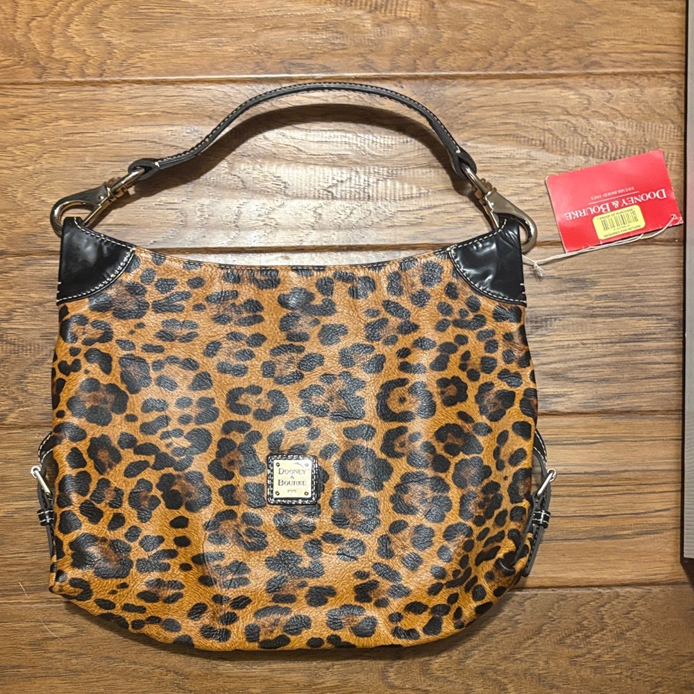 Dooney & Bourke Tan and Black Leopard Hobo Bag